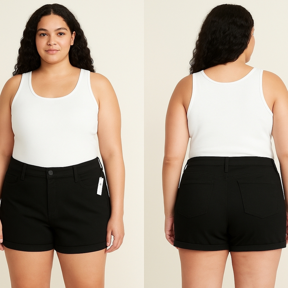 Old Navy Women’s Mid-Rise Black Denim Shorts – Plus Size 16